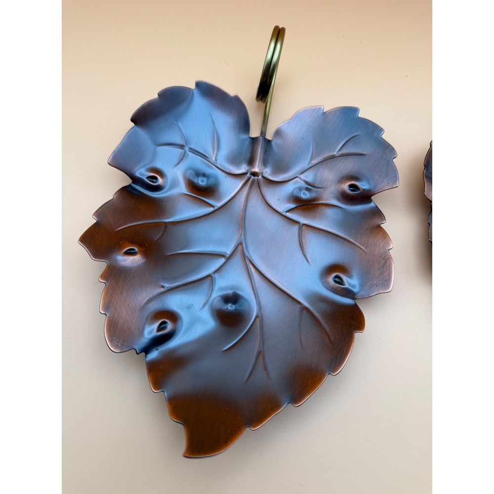 Vintage Coppercraft Guild Copper Leaf Wall Decor Set of 2 Grape Leaf MCM Decor